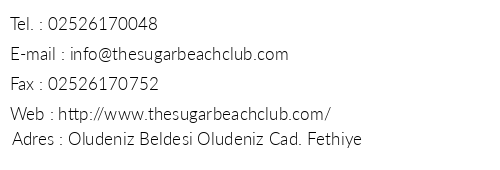 Sugar Beach Club telefon numaralar, faks, e-mail, posta adresi ve iletiim bilgileri